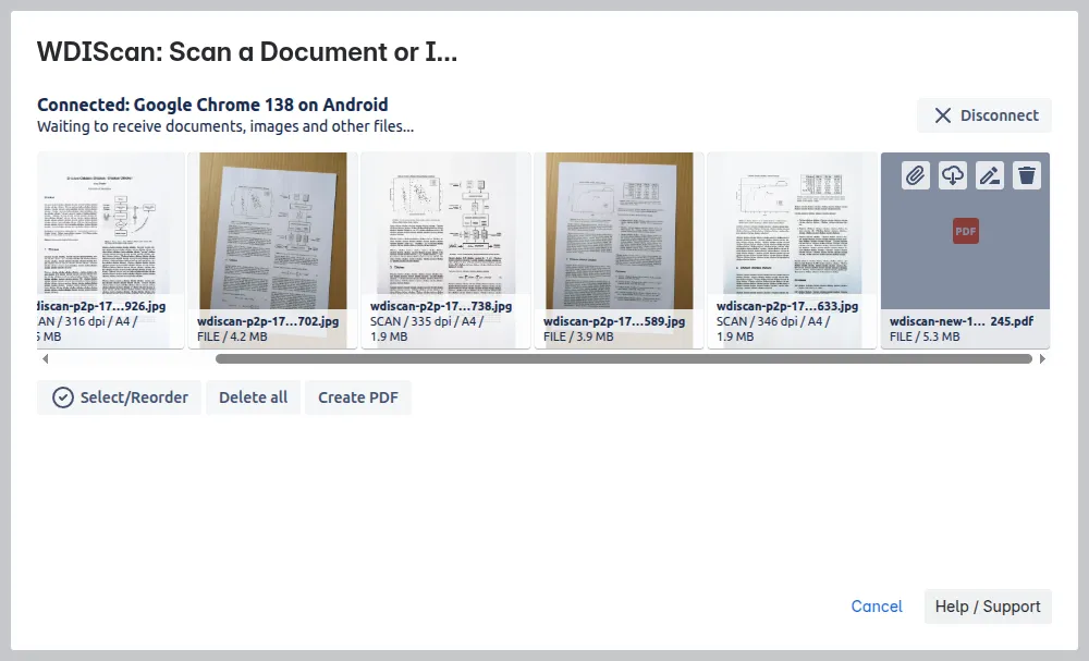 [desktop] Screenshot 4, scanning a document using a phone.