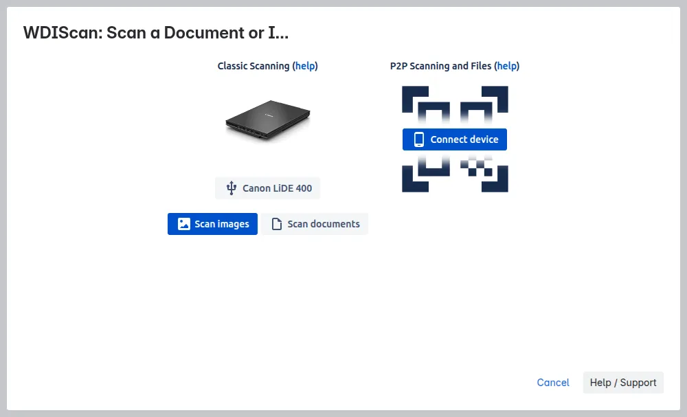 Screenshot 1, connected to a USB scanner.