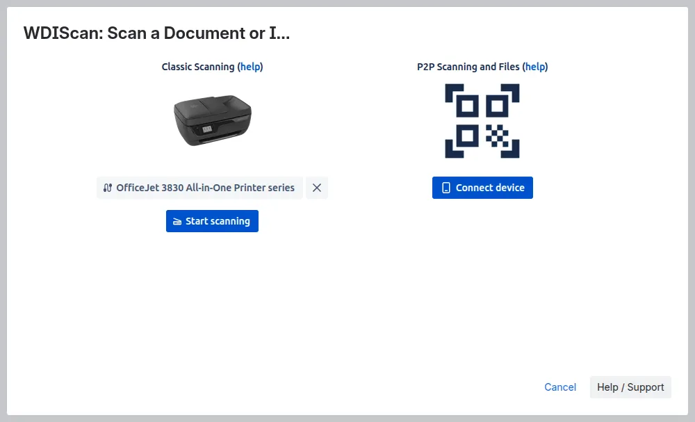 Screenshot 1, connected to a USB scanner.
