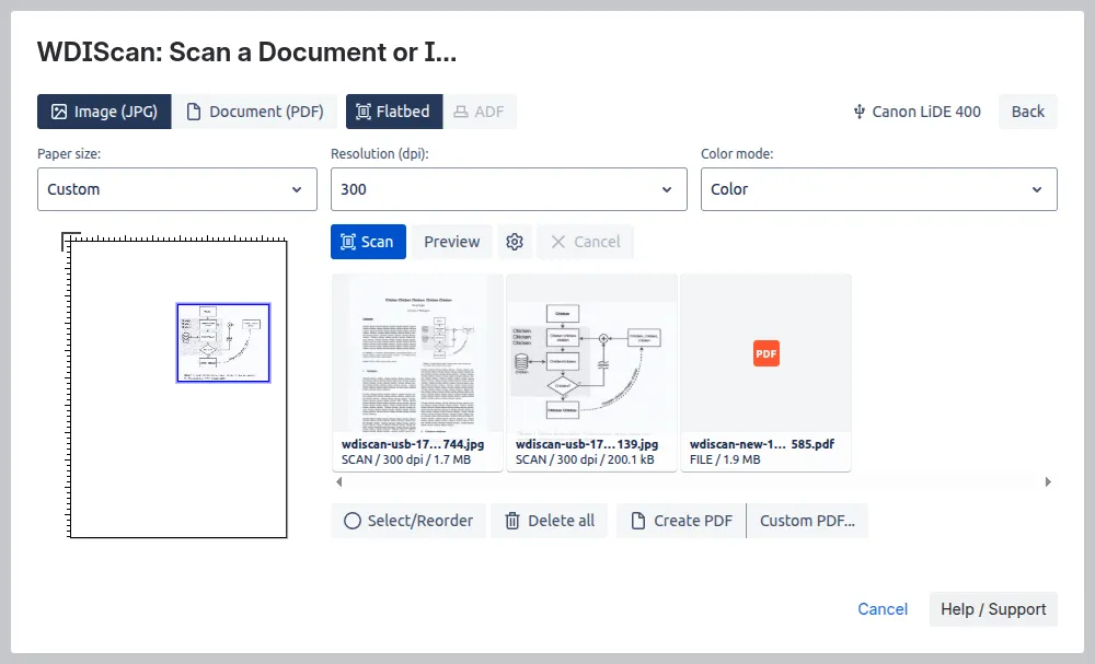 Screenshot 2, scanning a document.